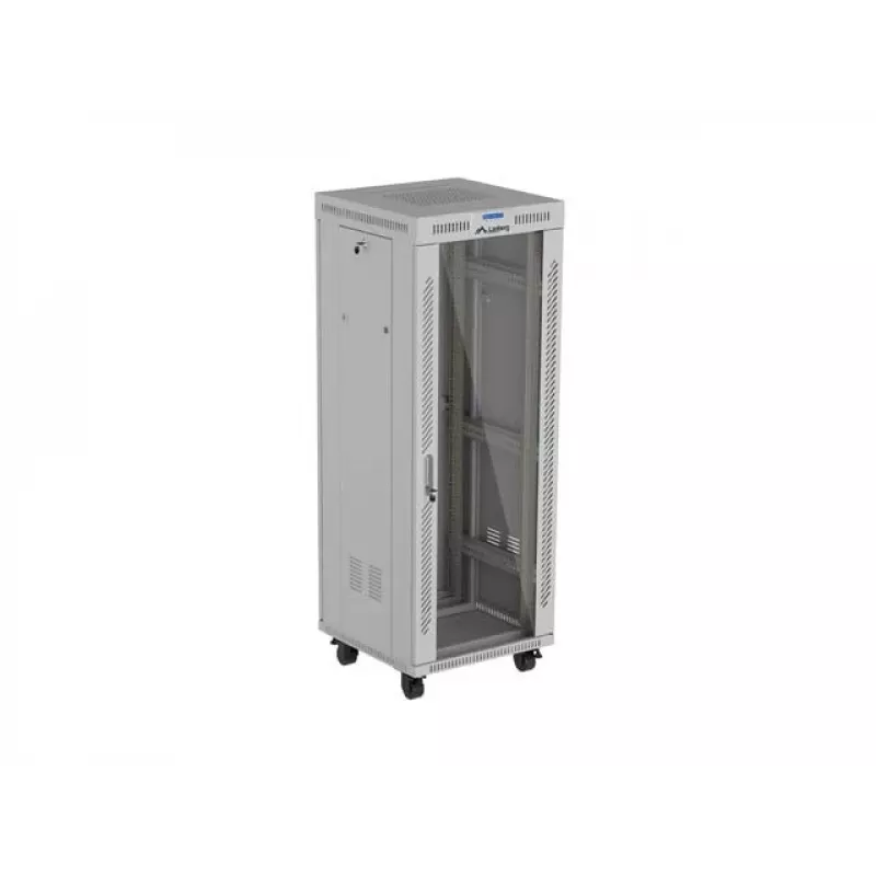 LANBERG 19 Zoll 32U Stand-Rack-Schrank 600×600 mm Grau mit perforierten Türen und LCD (flach Pack)