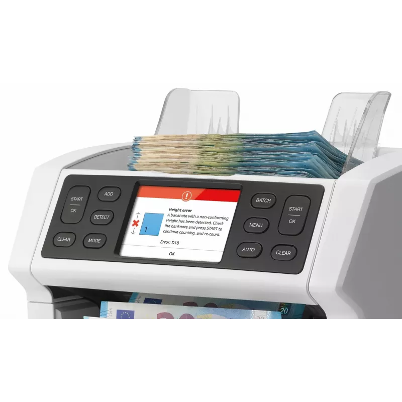 Safescan 2850 Banknotenzähler mit Falschgelderkennung (UV, magnetisch, Größe), 1500 Scheine/min, Touchdisplay, weiß