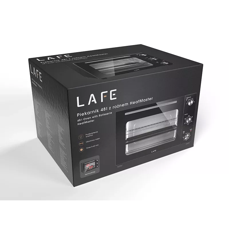 LAFE HeatMaster PIW-005 Elektrobackofen, 48 L, 1800 W, Umluft, Drehspieß