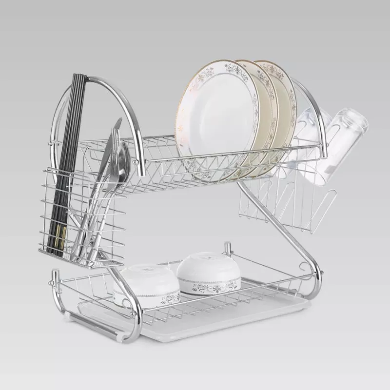 Geschirrabtropfgestell Maestro MR-1025-38, lackierter Stahl, doppelte Konstruktion, 38 cm, Chromoberfläche