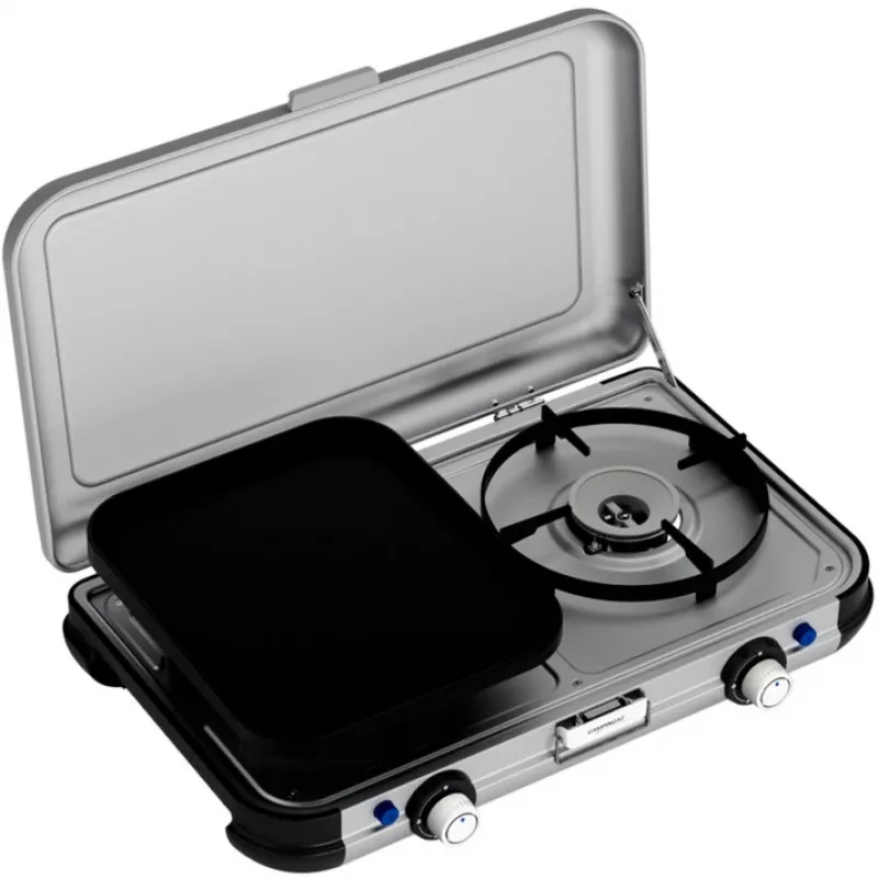 Tragbarer Grillkocher Campingaz 2213311, 2 Zonen, 5,4 kg, 490×350 mm, schwarz/grau/silber