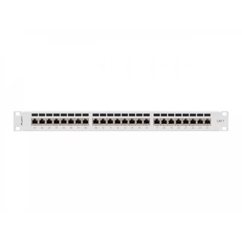 Lanberg PPS7-1024-S Patchpanel 19 Zoll 1U, 24 Ports, Cat7, FTP geschirmt, grau