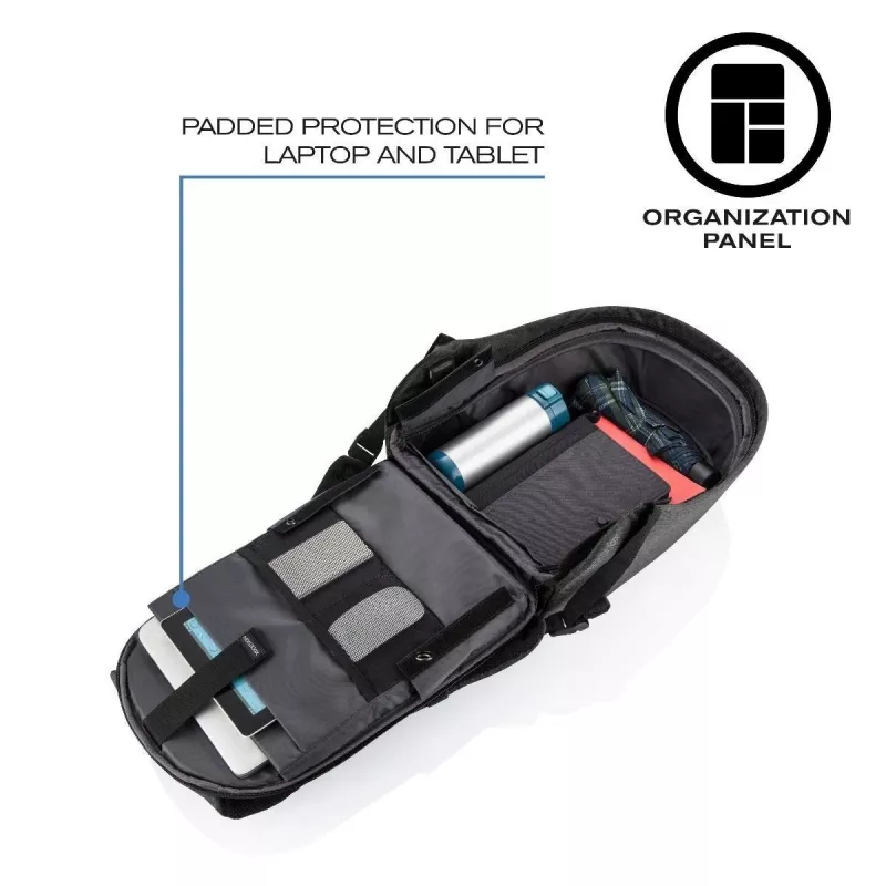 XD Design Bobby Hero Small P705.701 Anti-Diebstahl-Rucksack, 13,3-Zoll-Laptop, 12,9-Zoll-Tablet, 10,5 l, PET, Schwarz
