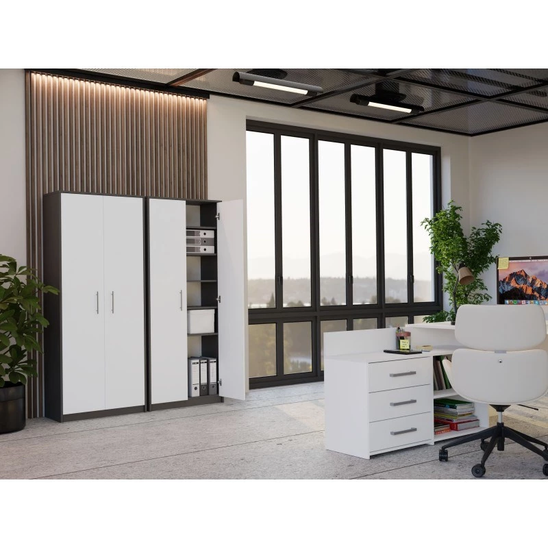 OLIV 2D CLOSED SHELVING UNIT, ANTHRACITE/Weiß SET