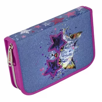 Hama Crazy Cat 00139125 Gefülltes Federmäppchen, Blau/Rosa