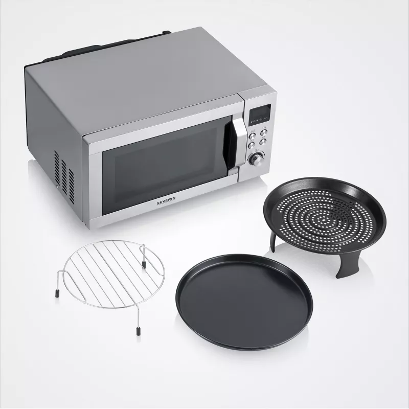 Kombi-Mikrowelle SEVERIN MW 7918, Standgerät, 25 L, 900 W, LED-Anzeige, Silber