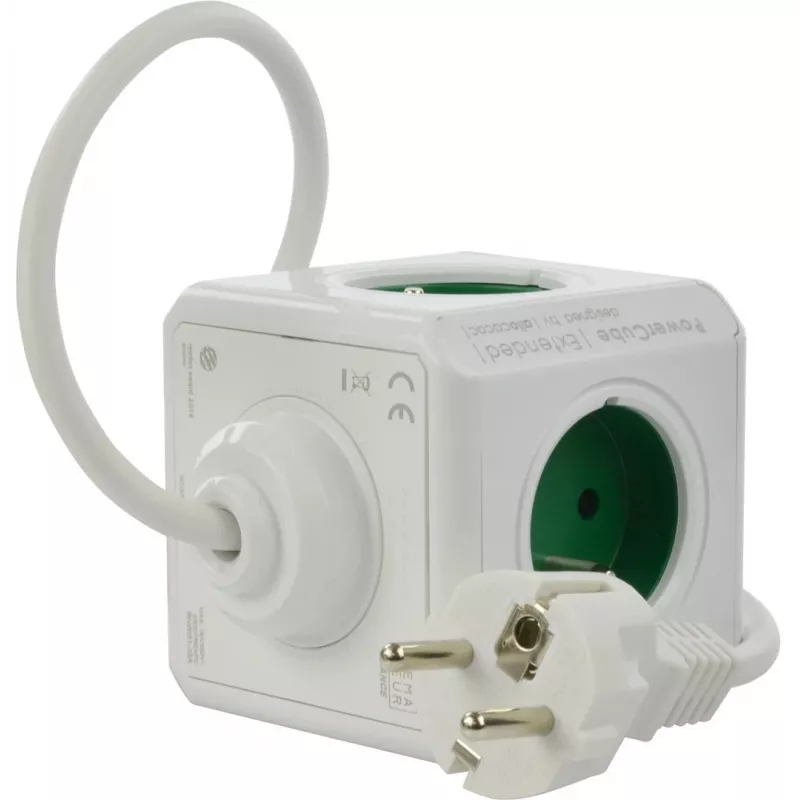 Allocacoc PowerCube Extended Typ E Steckdosenleiste 1,5 m 5 AC-Steckdosen Innen Grün