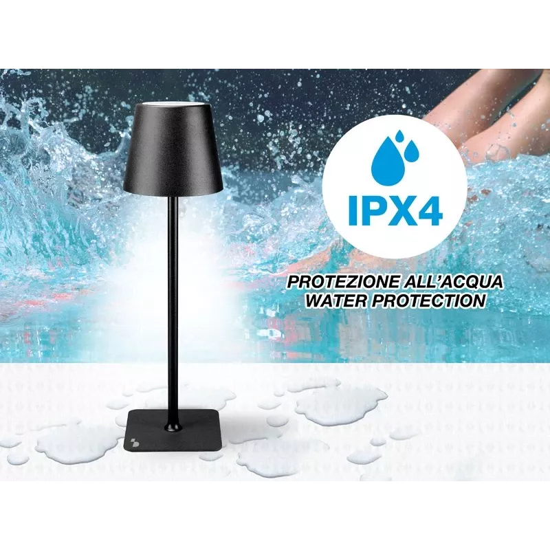 Beper P201UTP118 wiederaufladbare LED-Tischlampe, 1,5 W, Touch-Schalter, dimmbar, 33-mm-Flaschenadapter, wasserbeständig, schwarz