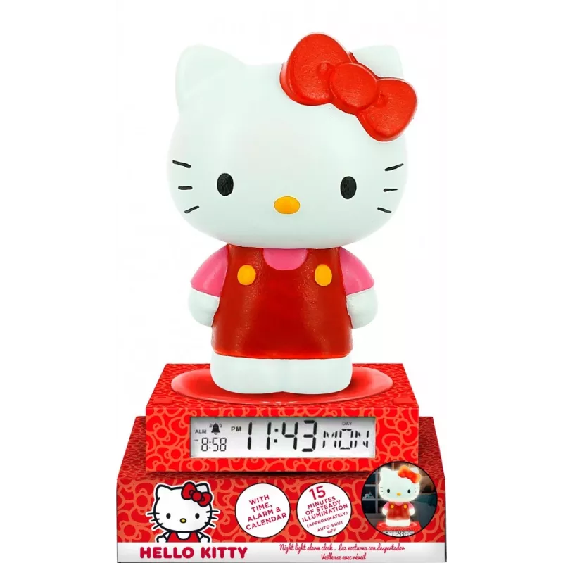 3D-Nachtlampe Kids Euroswan HK50198 mit Hello Kitty-Design und integriertem Wecker
