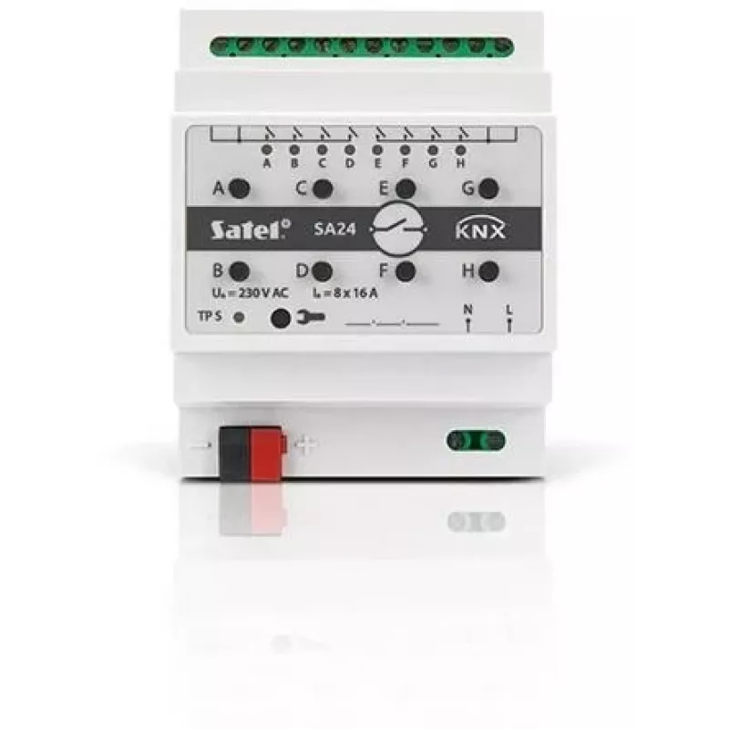 Satel KNX-SA24 KNX-Schaltaktor, 8 Kanäle, Hutschienenmontage