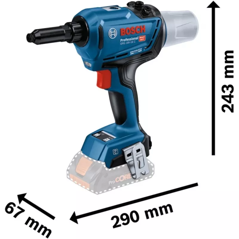 Bosch GRG 18V-16 C Professional (0 601 9K5 001) Akku-Nietpistole, 18 V, 2 × 4,0 Ah, L-BOXX