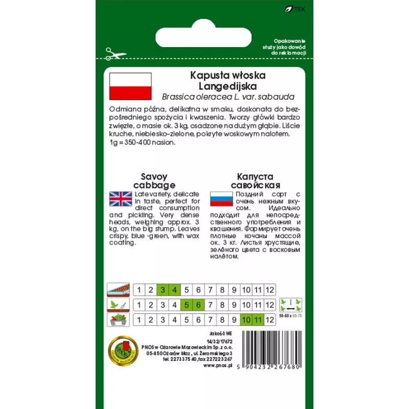 PNOS Wirsing Langedijska Gemüsesamen, 2 g