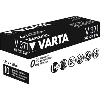 Varta 00371101111 Silberoxid-Knopfzelle 371, 30 mAh, silber