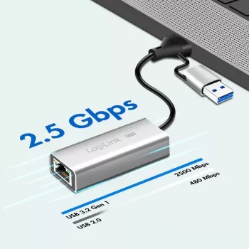 USB-A/-C auf 2,5G Ethernet-Adapter, grau