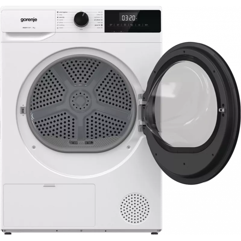 Gorenje Wäschetrockner | D2HNE7E | Energieeffizienzklasse E | Frontlader | 7 kg | Wärmepumpe | LED | Tiefe 51 cm | Weiß