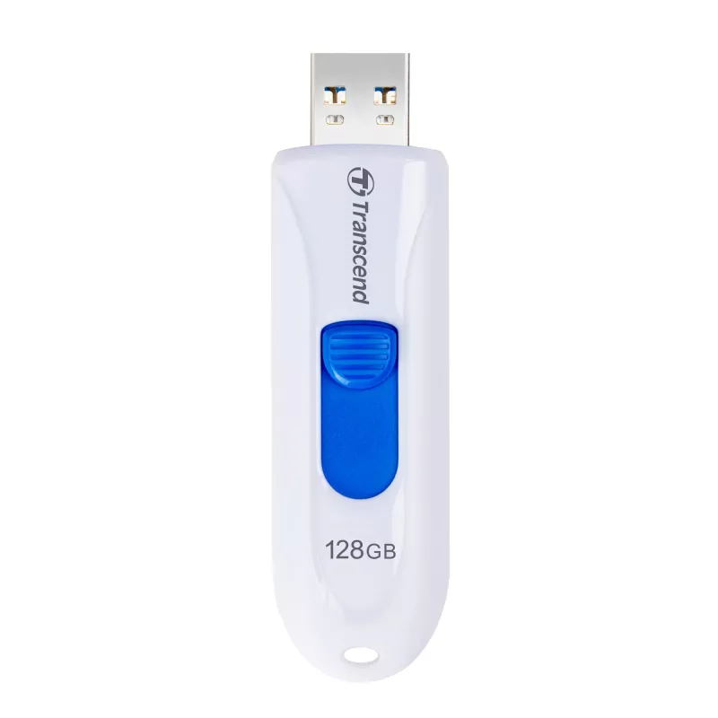 Transcend JetFlash 790 TS128GJF790W USB-Stick, 128 GB, USB 3.1 Gen 1, ausfahrbarer Anschluss, Weiß