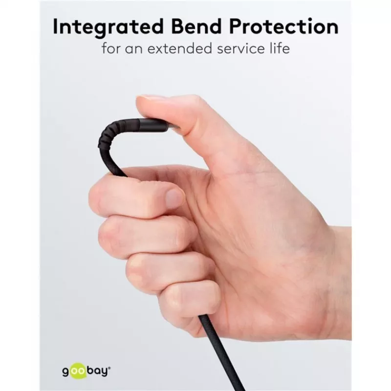 Goobay USB-C Kabel Fabric Supersoft mit Metallsteckern, 2 m, Schwarz (2m, USB 2.0, 60W), USB-Kabel