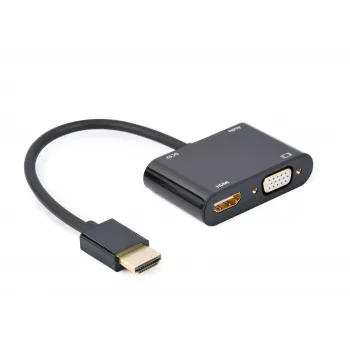 HDMI-zu-VGA-Adapter GEMBIRD A-HDMIM-HDMIFVGAF-01, HDMI-Stecker auf VGA-Ausgang, 0,15 m, schwarz