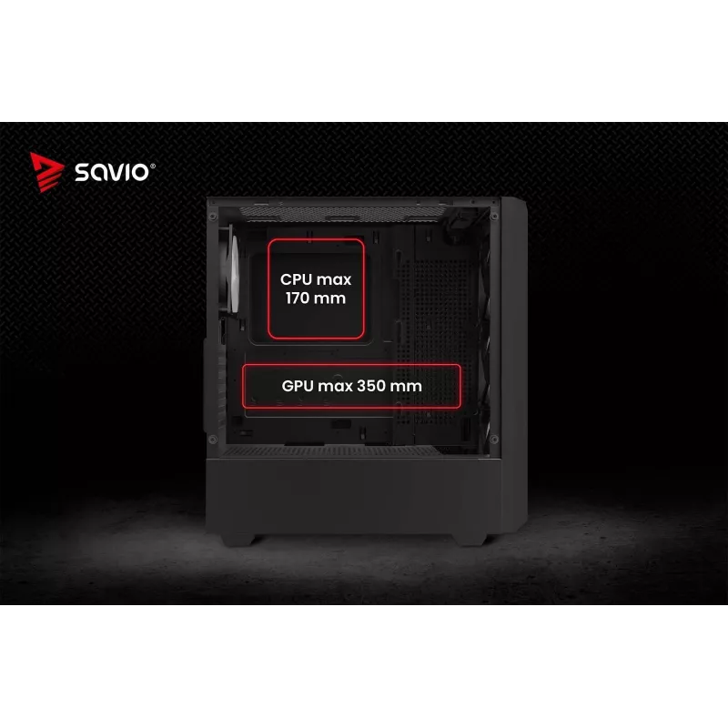 Savio Noctis Glass RGB Cube PC-Gehäuse, ATX/Micro-ATX/Mini-ITX, Front aus Hartglas, RGB-Lüfter, schwarz