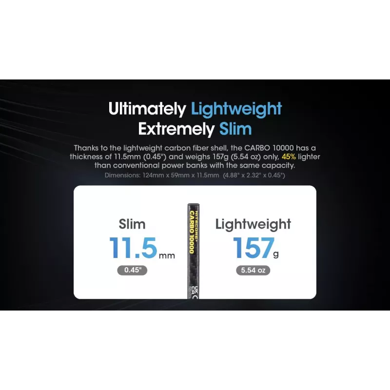Nitecore CARBO 10000 Powerbank, 10000 mAh, Schwarz