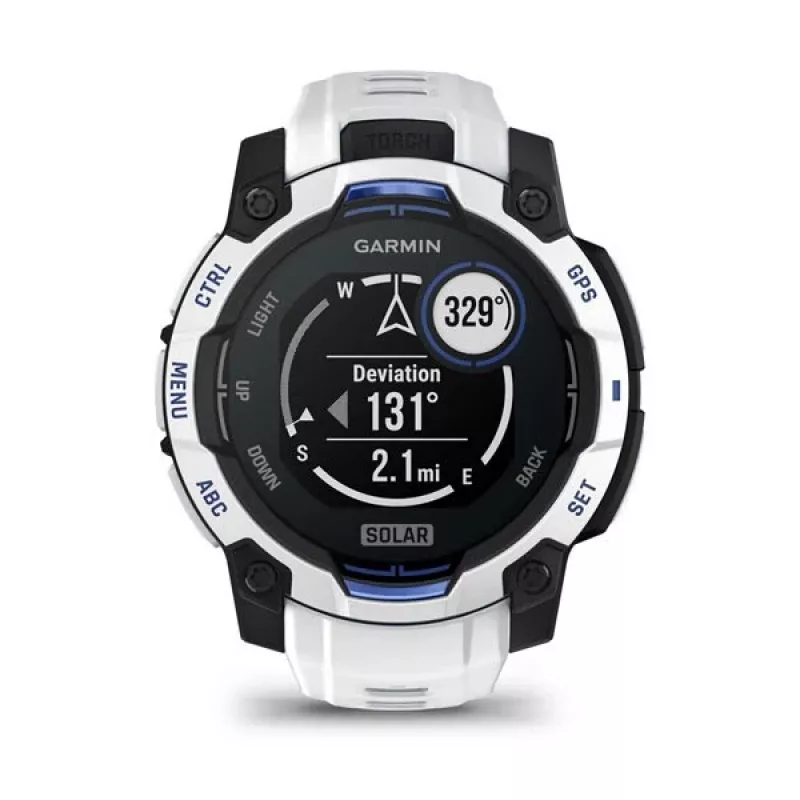 Garmin Instinct 3 Solar Smartwatch, 45 mm, Black/Stone White, Silikonarmband (010-02934-03)