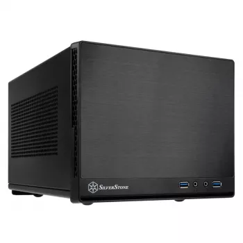 SilverStone SUGO 13 - Desktop - Mini-DTX - ohne Netzteil (AT / PS/2) - Schwarz - USB/Audio (SST-SG13B-Q)