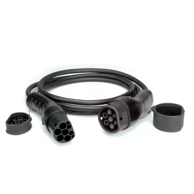 Ladekabel für Elektrofahrzeuge ROLINE Typ 2 auf Typ 2 5 m, 7,4 kW, 32 A, 250 V, Schwarz