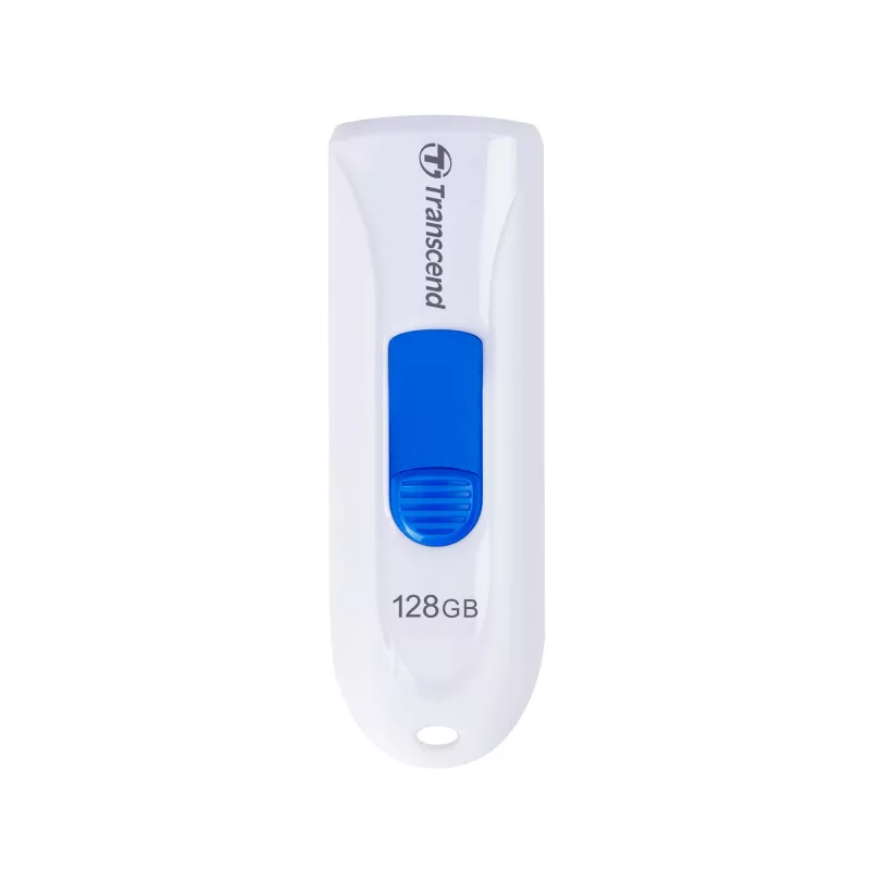 Transcend JetFlash 790 TS128GJF790W USB-Stick, 128 GB, USB 3.1 Gen 1, ausfahrbarer Anschluss, Weiß