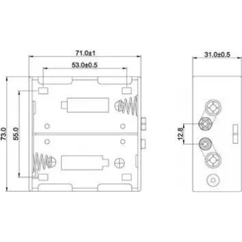 Goobay 11452 BH D Batteriehalter für 2 x D-Zellen, Schwarz