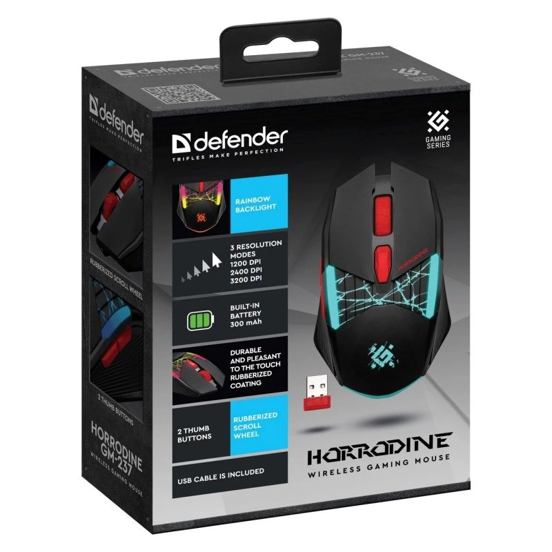Defender GM-237 Horrodine RF-Funkmaus, 3200 dpi, 6 Tasten, schwarz