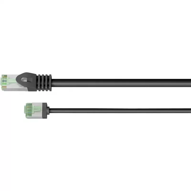 Goobay Ultra-Flexibles CAT 8.1 Patchkabel schlank U/FTP schwarz - extra-kurzer Stecker 99,9% (74353)