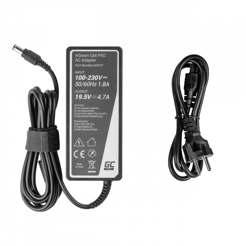 Netzteil Green Cell AD31P 90W Indoor AC-to-DC 19,5V 4,7A für Sony Laptops, schwarz