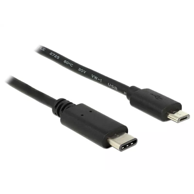 DeLOCK - USB-Kabel - 5-polig Micro-USB Typ B (M) - 24-polig USB Typ C (M) - 1,0 m (USB 3.1) - Schwarz (83602)