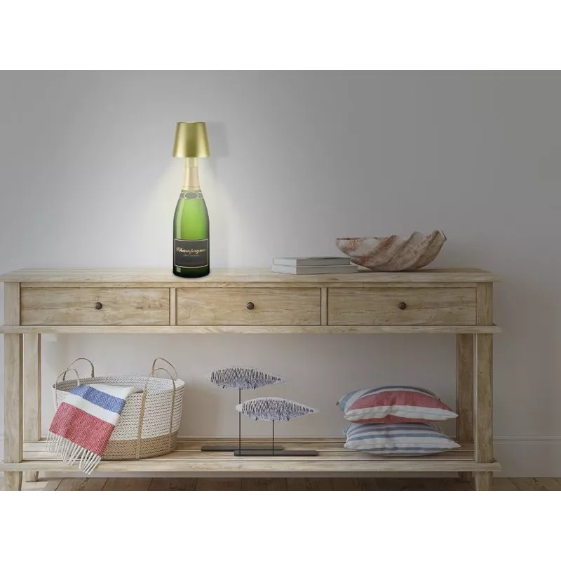 Beper P201UTP116 wiederaufladbare LED-Tischleuchte, 1,5 W, Touch-Schalter, dimmbar, 33-mm-Flaschenadapter, wasserbeständig, Gold