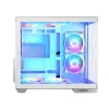 PC-Gehäuse MODECOM Volcano Panorama Midi Tower weiß — micro ATX, gehärtetes Glas, ARGB, USB-C, unterstützt GPU 400 mm