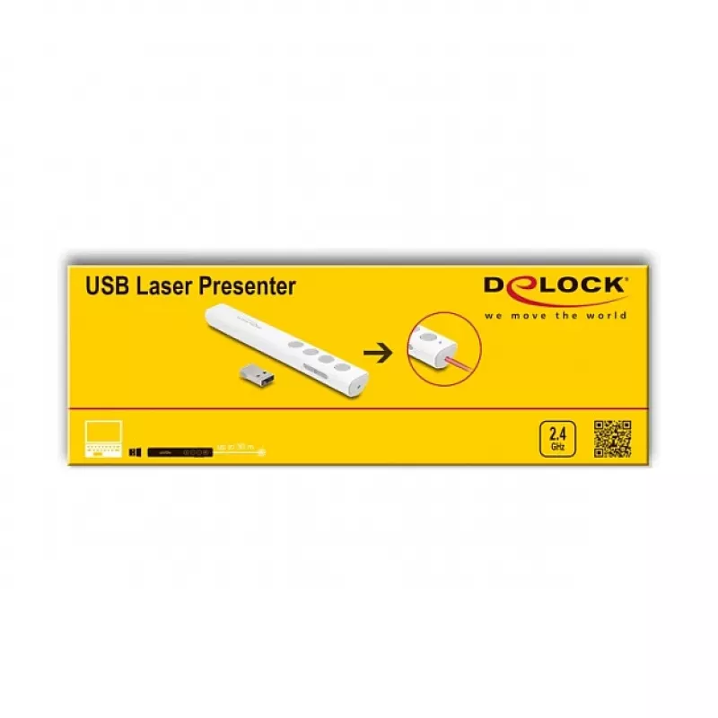 DeLOCK USB Laser Presenter weiß Wireless USB RF Nano Receiver