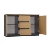 Kommode Topeshop 2D3S ANT/ART BA KPL — anthrazit und eiche, 3 Schubladen, Spanplattengestell