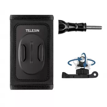 Telesin GP-BPM-005 Rucksackgurt-Halterung mit 360° J-Haken für GoPro/Osmo Action, verstellbar, zum Aufklemmen auf Schultergurte