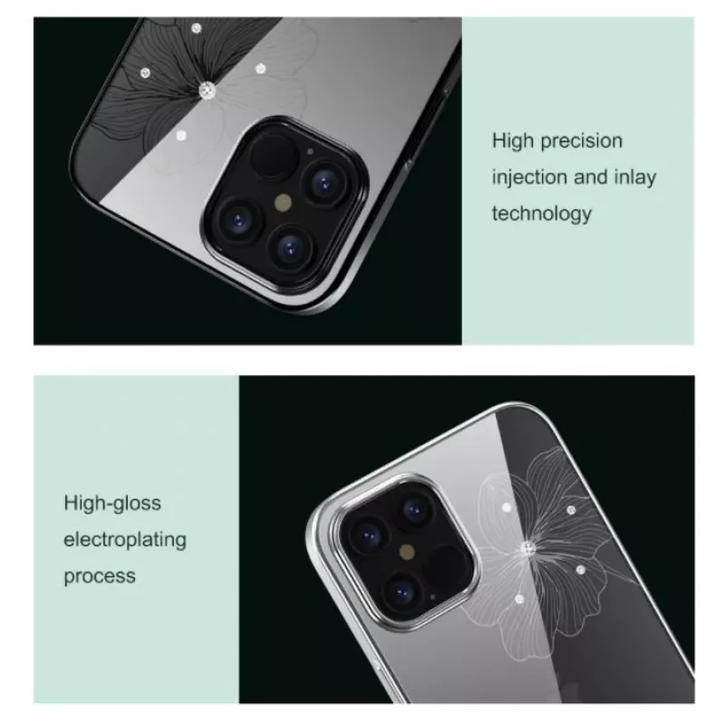 Schutzhülle Devia Crystal Flora für iPhone 12 Pro Max — transparent blau, schlanke Passform