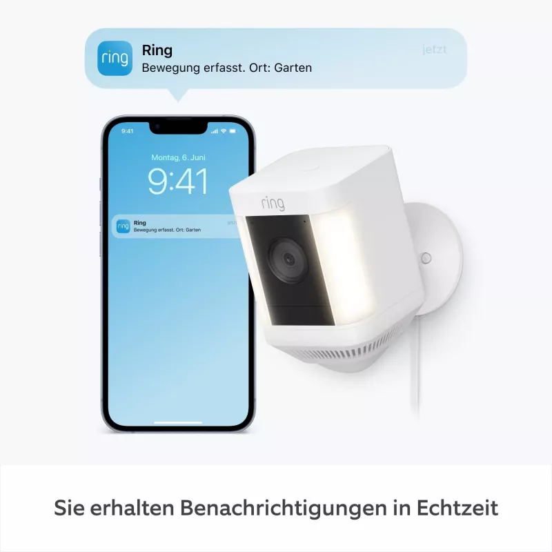 Ring Spotlight Cam Plus Plug-In Netzwerk-Überwachungskamera für den Außenbereich