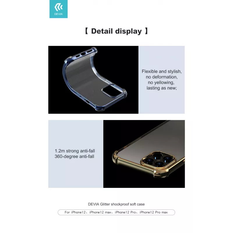 Schutzhülle Devia für iPhone 12 Pro Max – stoßfest, gold