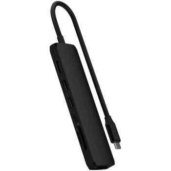 Satechi 7-in-1 USB-C Slim Multiport Adapter Ethernet (USB-C PD, 2x USB-A, HDMI 4K, Ethernet, Kartenleser micro/SD) (Schwarz)