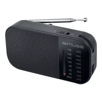 Tragbares Radio Muse M-025 R — MW/UKW, schwarz, batteriebetrieben, kompakt (32×130×70 mm)