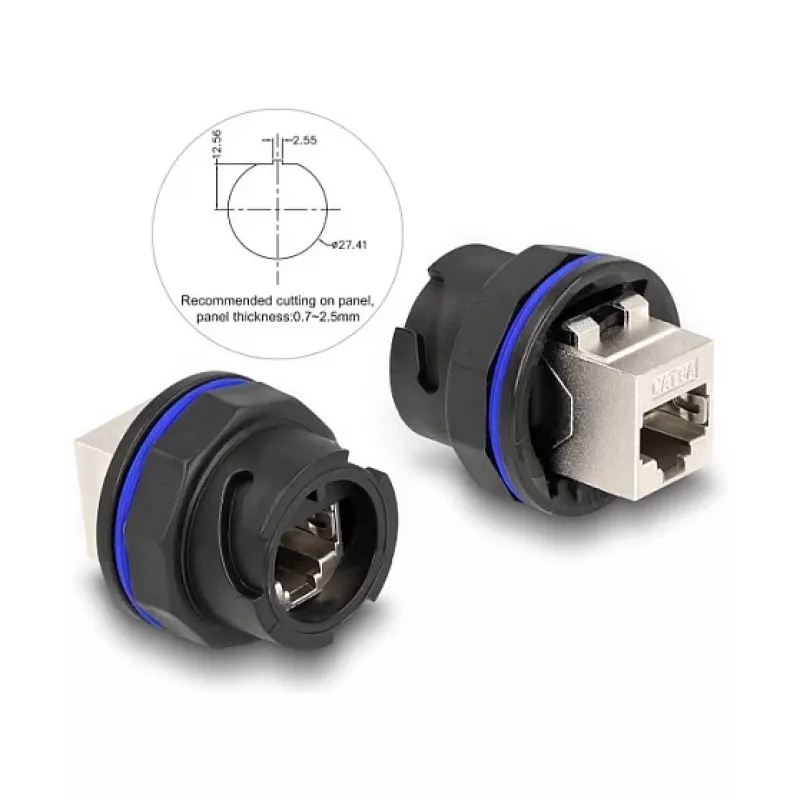 DeLOCK 67048 RJ45 Cat.6A Einbaubuchse / Kupplung, Schwarz