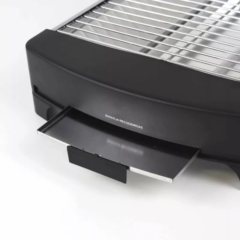Jata JETT1587 Toaster, 400 W, 2 Quarzstäbe, herausnehmbare Krümelschublade, Edelstahl, Schwarz