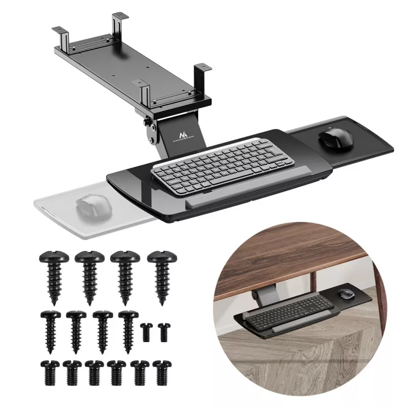 Maclean Untertisch-Tastaturhalterung, verstellbar, max. 5 kg, schwarz, MC-156 B