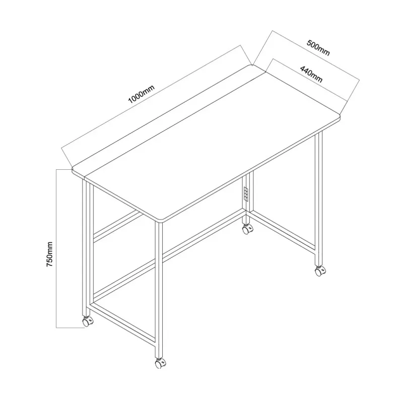 Maclean Klapptisch, schwarz, mobil, 100 x 50 cm, max. 50 kg MC-1250 B