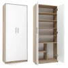 Aktenschrank OLIV 2D 74x35x180 cm, Sonoma-Eiche/weiß