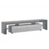 TV-Ständer Cama Meble TORO 200 — 2000×350×410 mm, graue Oberseite aus Spanplatte, grau/weiß glänzend