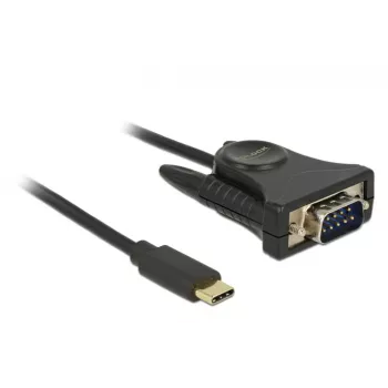 Delock 62964 USB-C auf Seriell DB9 RS-232 Adapter, 1,8 m, Schwarz